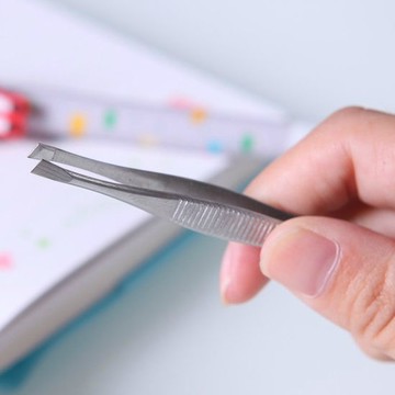 不鏽鋼平口眉毛夾 修眉 美容 化妝 拔毛 夾子 鑷子 修容 雜毛 工具 化妝包♚MY COLOR♚【K110】