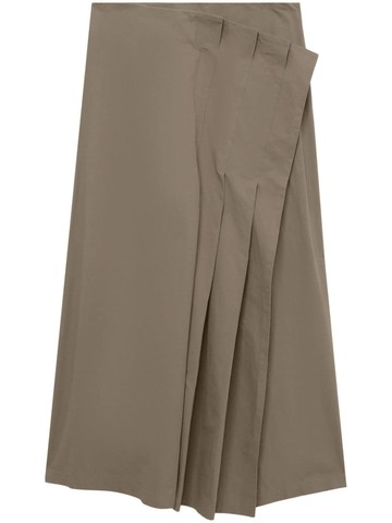 Y's - asymmetric poplin midi skirt - women - Cotton - 1 - Neutrals