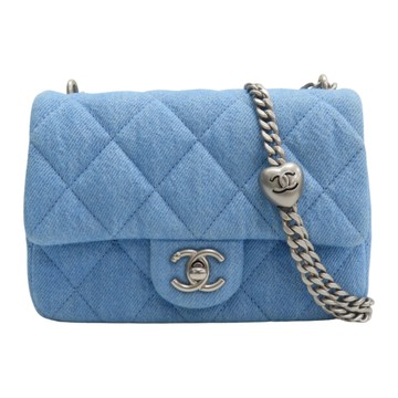 【二手名牌BRAND OFF】CHANEL 香奈兒 藍色 丹寧布 Coco 17 鍊帶 肩背包 AS3829