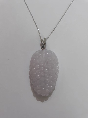 【JHK】天然翡翠豐厚粉紫葡萄項鍊｜長約3.3公分