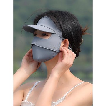 遮全臉防曬面罩口罩女防紫外線臉罩夏防曬帽子一體開車冰絲臉基尼