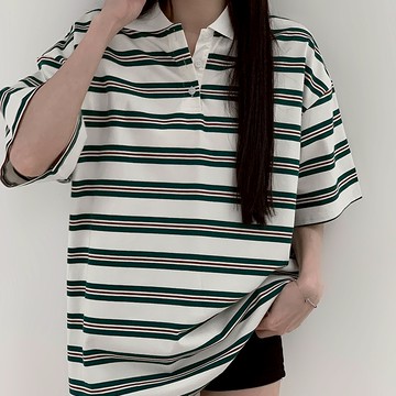 【Aa.chic】翻領條紋寬鬆男友上衣(兩色).女裝/翻領/上衣/寬鬆/條紋/休閒/男友風【C213313】