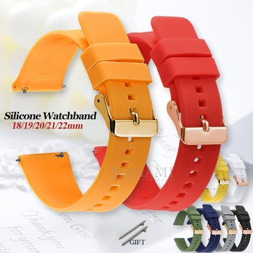 通用矽膠錶帶 18 毫米 19 毫米 20 毫米 21 毫米 22 毫米快速釋放斜紋條紋防水橡膠錶帶男士女士智能手錶運動