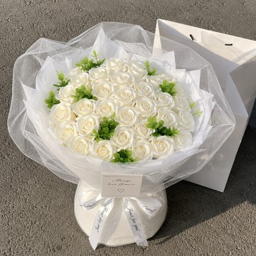 💝33朵玫瑰，三生三世的約定💝【COZY PLUS+】優雅白玫瑰香皂花束#CP2004 漸層色玫瑰香皂花束 #CP2001 情人節禮物 女朋友禮物 閨蜜禮物 生日禮物 新年禮物 喬遷禮物