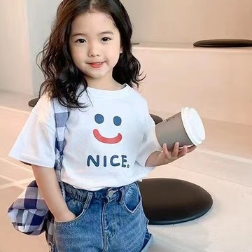 110~XL 藍紅笑臉NICE 純棉 短T 親子裝【Y0882-12-1】MIT  快速出貨 短袖T恤 加大尺寸