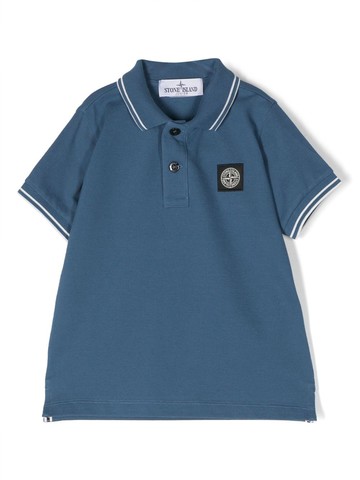 Stone Island Junior - Compass logo-patch polo shirt - kids - Cotton/Elastane - 2 - Blue