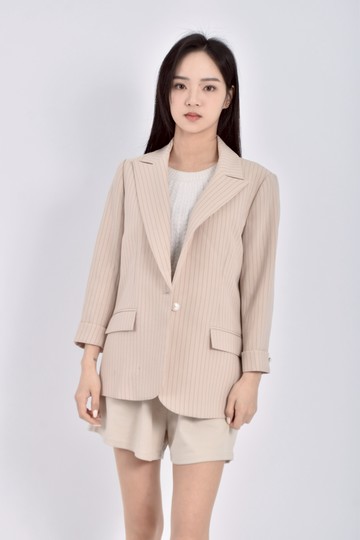 (S) u re質感西裝條紋長袖黃色外套