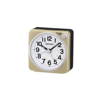 seiko SK037 精工鐘 (QHE118G) 夜光效果方形迷你鬧鐘(黑金色)/5.8*5.7*3.4 cm｜樂天領券現折★全館特惠中★指定刷卡回饋10%