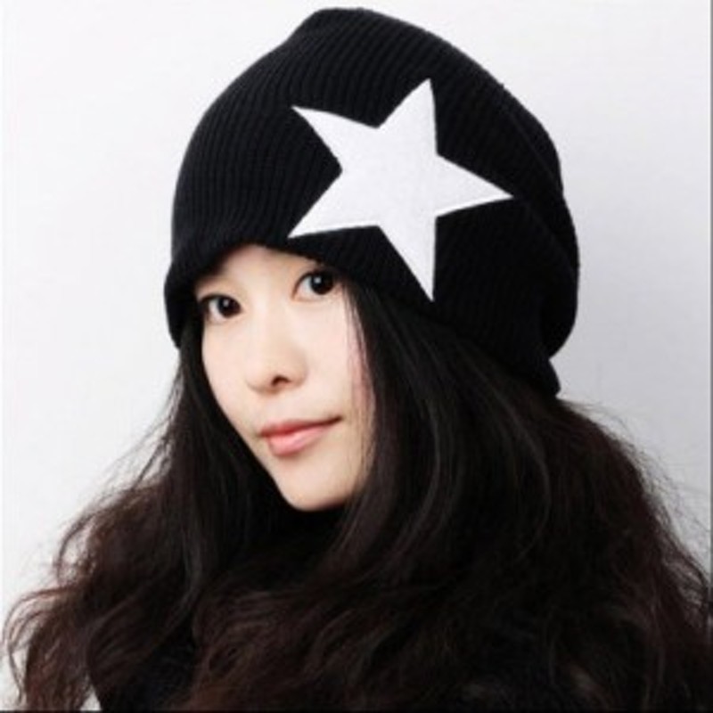 帽子 ニット帽 ニット ニット帽子 星柄 ワンポイント 星 スター ユニ 