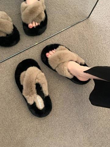 厚底毛毛拖鞋女外穿2024新款秋冬季時尚毛絨鞋子外出網紅洋氣棉拖【淘夢屋】