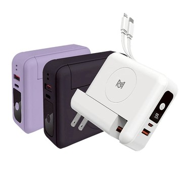 3合1 多功能 行動電源 無線充 自帶線 萬用充 10000mAh 台灣製 MCK-SPB001 薰衣紫