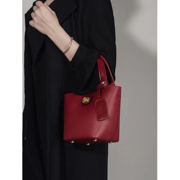 包包女2024新款潮高級感小眾手提水桶包百搭今年流行爆款紅色婚包