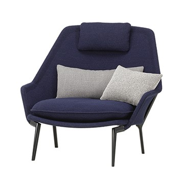 Slow 悠日 扶手椅（暗藍布料、深黑椅腳）