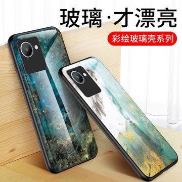 適用于realmec30手機殼彩繪玻璃真我c30硅膠保護套真我c3o軟外殼realme C30全包防摔RMX3581潮牌男女款大理石