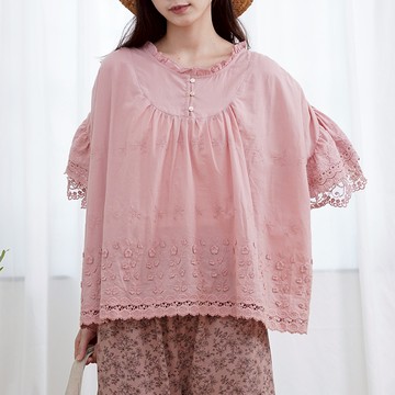 宮廷風 重工蕾絲提花上衣899943