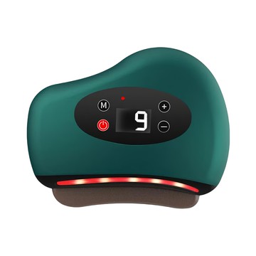 電溫熱紅光護理按摩刮痧儀  9檔振動 深層疏導  USB充電  無線手持  液晶大屏  1盒  綠色