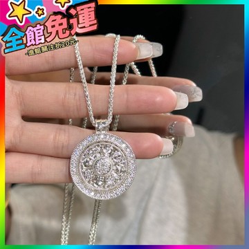 🌸台灣出貨🌸 2025新款中式鍍銀鑲鑽可旋轉八寶羅盤時來運轉項鏈輕奢高級感頸鏈 🥇滿額免運🥇X370-11-A