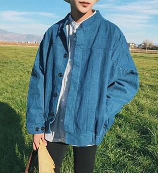 FINDSENSE H1秋季 新款 日本 街頭 原宿 文藝 復古 牛仔夾克  蝙蝠衫 長袖外套 潮男 上衣