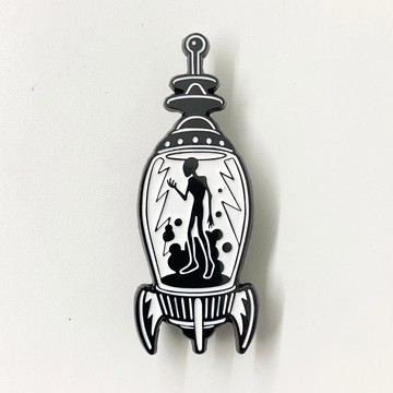 外星人圖案黑白金屬胸針