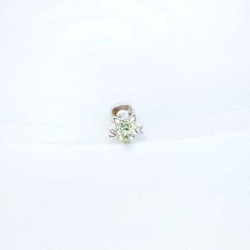 橄欖石925純銀貓咪轉珠耳環