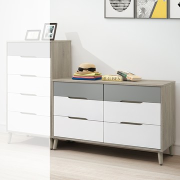 【顛覆設計】斯特肯淺灰橡雙色4尺六斗櫃