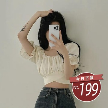 【台灣發貨】韓版款設計感短後背綁帶短袖上衣 衣服 女裝 t恤 短袖t恤 上衣【T615】
