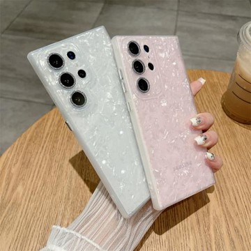 貝殼紋三星s25ultra手機殼全包鏡頭膜s24ultra保護套時尚女款s23ultra防摔殼個性簡約三星22plus硅膠套S25+潮
