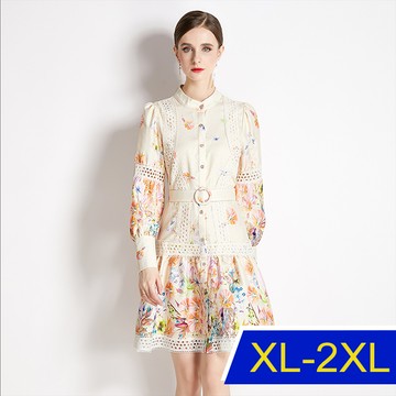 【韓國K.W.-歐美】KBM4238獨家訂製繽紛渲染洋裝(高級訂製款/明星款 /婚禮/設計師/韓國進口)