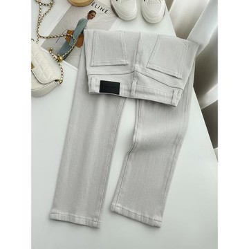 (免運)淺灰色煙管牛仔褲女夏季2025新款窄版高腰九分小個子法棍直筒褲子