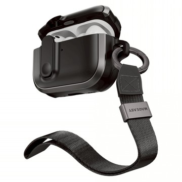 MAGEASY Odyssey with Wrist Strap 抗衝擊磁扣耳機殼 Airpods pro3  金屬黑  1個  單一商品