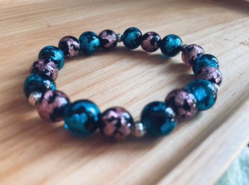 【琉璃系列】10MM暗粉併孔綠琉璃珠手鍊