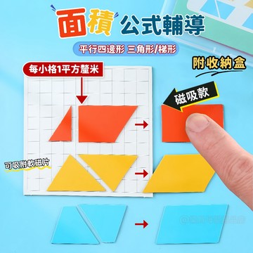 台灣現貨🎨磁性面積公式推導 多邊形面積推導 周長與面積推導 數學教具 教具 科學教具 磁性面積與周長學習套裝 面積推導