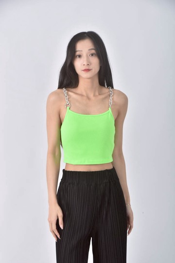 (S) 【董仔私服】vii co棉質螢光綠色上衣