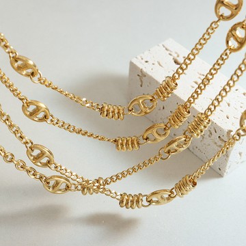 宏雲Hongyun- Xyx-誇張歐美嘻哈豬鼻子頸鏈圓環吊墜項鍊女生小眾設計感輕奢不掉色