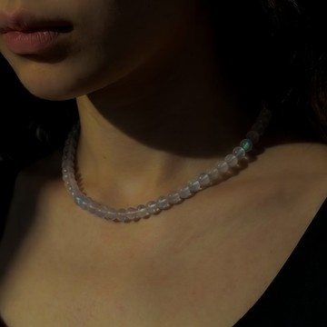 FAUX RAINBOW MOONSTONE NECKLACE 6MM