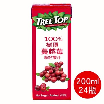 【史代新文具】樹頂TreeTop 200ml 利樂包 100%蔓越莓綜合果汁(1箱24瓶)