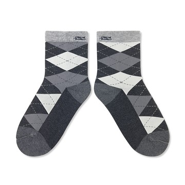 Best Tag 經典菱格圖案襪 灰 22-25cm