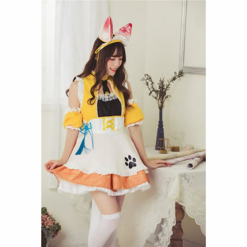 耳付き バニーガール風 メイド服 ゴスロリ ロリータ コスプレ