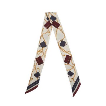 【雙11↘特惠62折UP】STRATHBERRYSILK SKINNY SCARF純蠶絲絲巾-(包款與鏈條印花勃根地紅)