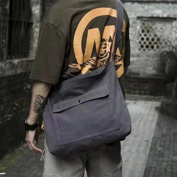 男士側背包斜背包肩背包 2022新款單肩斜跨帆布包女學生上課補習男包包袋簡約百搭手提包袋