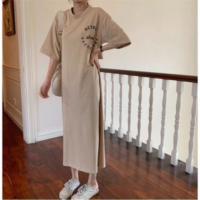 ワンピース 夏 春 レディース 半袖 カジュアル 代 30代 Tシャツワンピース ラウンドネック 半袖 マキシ丈 カジュアル ゆったり 体型カバー 通販 Lineポイント最大get Lineショッピング