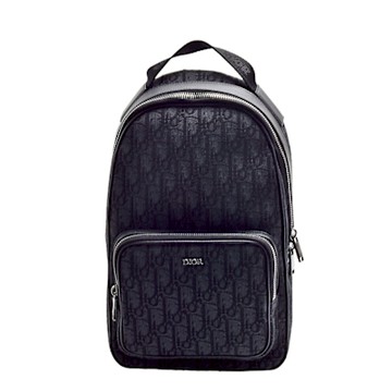 DIOR 迷你RIDER系列經典OBLIQUE緹花帆布單肩帶後背包(黑色)