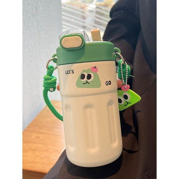 高顏值✨水杯保溫杯女生高顔值2026新款316咖啡杯保冰帶茶隔學生吸管杯子 隨行手提雙飲杯 咖啡冷泡直飲大容量水壺 3Z