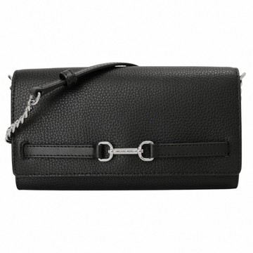 MICHAEL KORS-金屬竹節釦顆粒皮革可拆手拿/斜背包(黑)