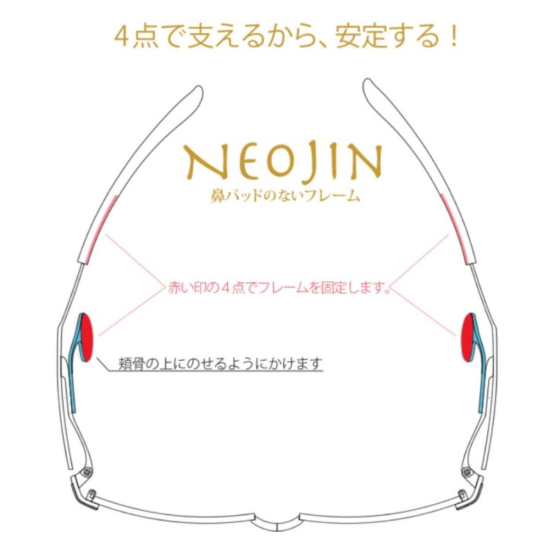 ネオジン メガネ 老眼鏡 NJ3102 NEOJIN おしゃれ 鼻パット ない フレーム メンズ レディース 軽い | LINEブランドカタログ