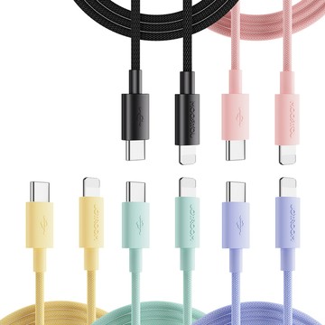 JOYROOM 20W Type-C to Lightning 馬卡龍配色 繽紛多彩 高密度尼龍編織快充線1M(S-1024M13-PD)