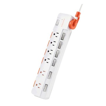 群加PowerSync7開6插防雷防塵大間距延長線/TR76D945/4.5m/白/條