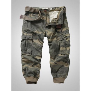 多口袋迷彩小腳哈倫7分工裝褲