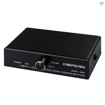 LYNEPAUAIO B064 1進4出音頻信號分配器 無損耗輸出 5V USB供電 3.5mm接口