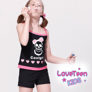 夏之戀 KIDS  酷趣女童長版二件式泳裝-加大